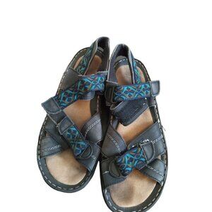 Rieker hiking Black multi strap teal green sandals